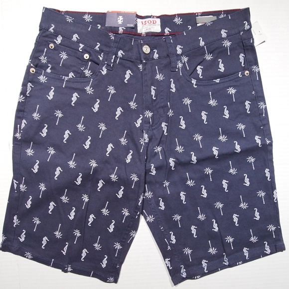 IZOD regular fit shorts sea horse palm tree print - Picture 1 of 3